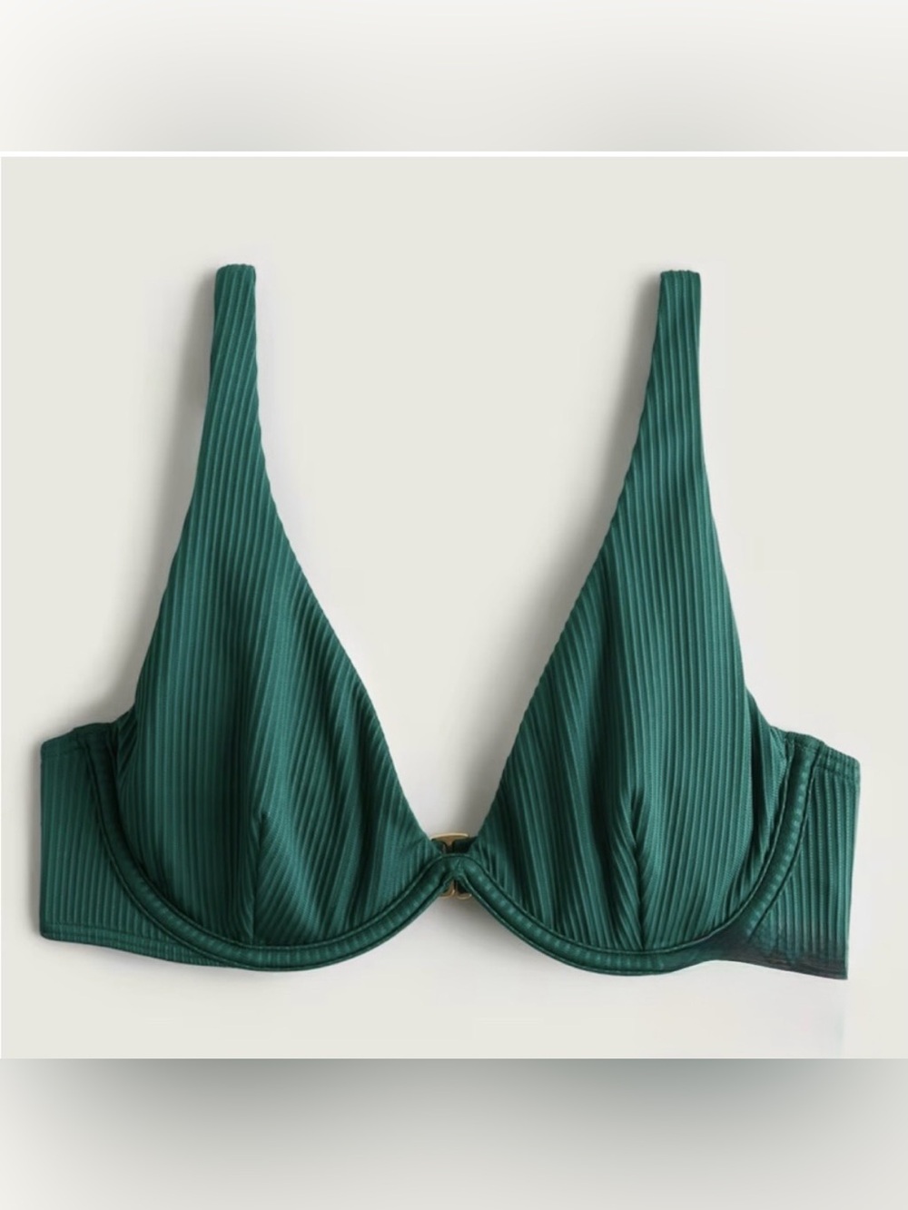 NEW Hollister High Apex Ribbed Underwire Bikini Top Large Sage Green